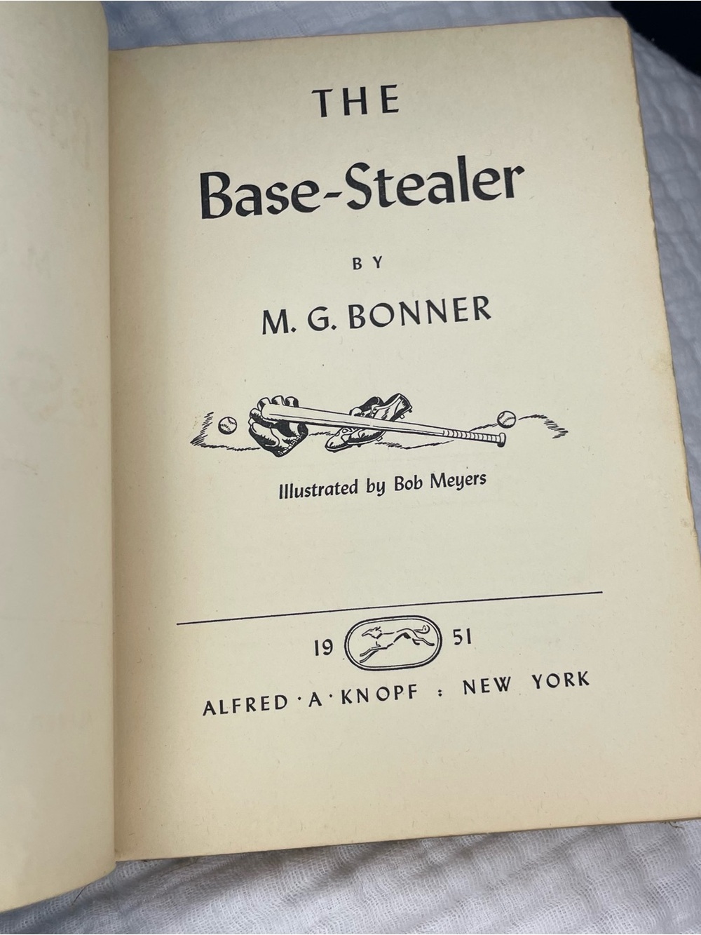 1951 The Base-Stealer by M. G. Bonner, First Edition, Excellent illustrations